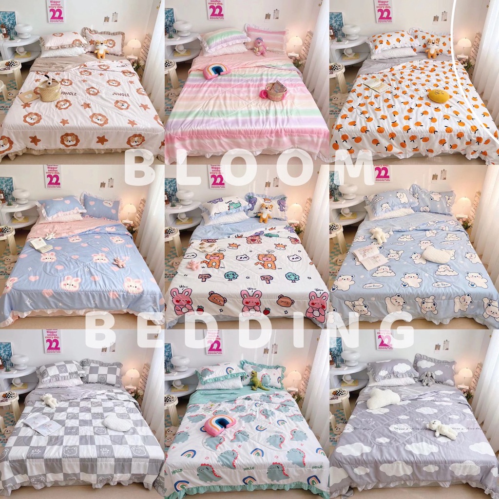 (25 Màu) Set Chăn Ga Gối Đũi Bèo Ngắn 4 món - Set kèm chăn chần hè mềm mịn mát