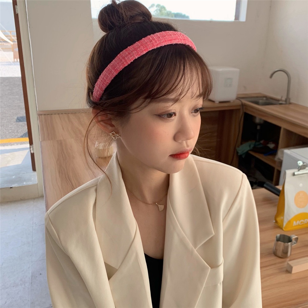 Băng đô cài tóc bản rộng họa tiết kẻ sọc phong cách cổ điển thời trang mùa thu xinh xắn dành cho nữ