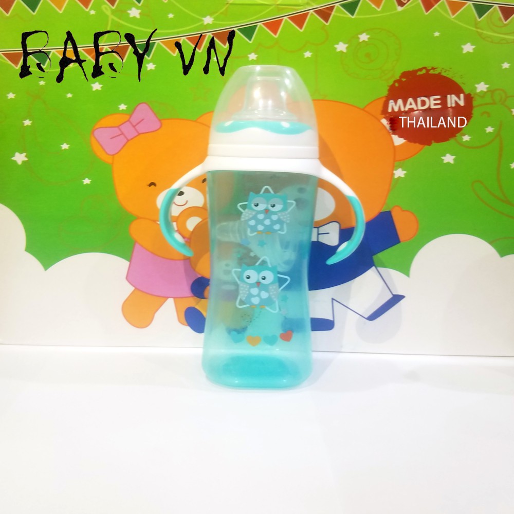 Bình sữa cổ rộng cho bé Rabbit Thái Lan 360Ml, Dung tích lớn núm dày, Tặng ngay núm mỏ vịt