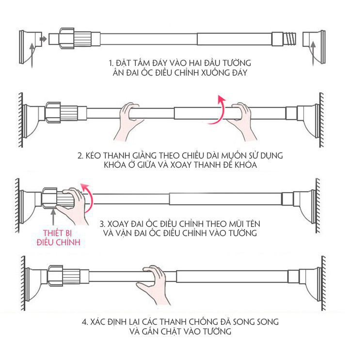 Thanh treo rèm INOX CAO CẤP không cần khoan tường 💥PAULO STORE💥