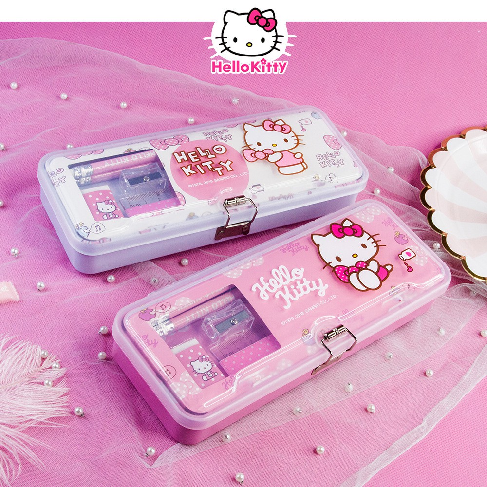 Hộp Đựng Bút Trong Suốt Hình hello kitty Dễ Thương