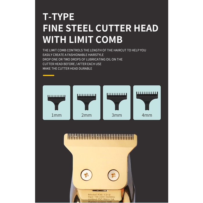 Tông đơ Kemei có cổng sạc USB chất lượng cao