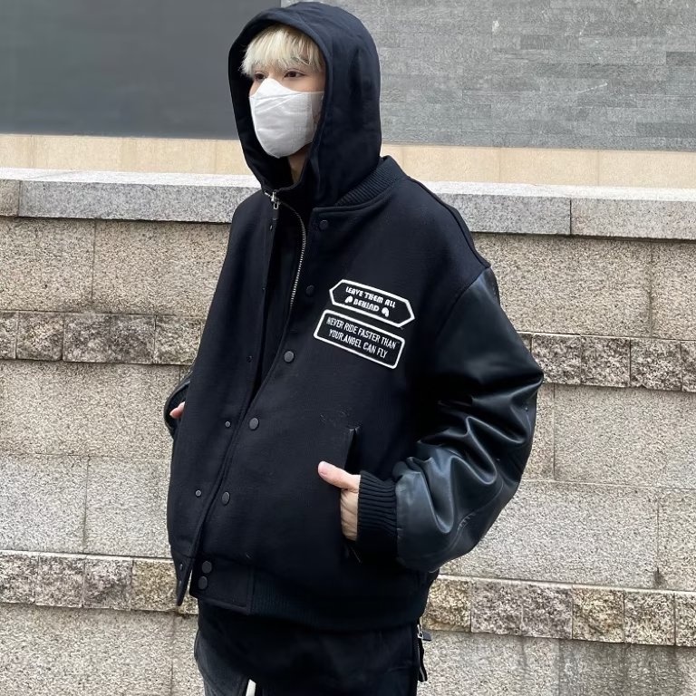 Áo Khoác Bóng Chày Bằng Da Hai Lớp Thêu Hình Cún Phong Cách Cổ Điển Dành Cho Nam Nữ