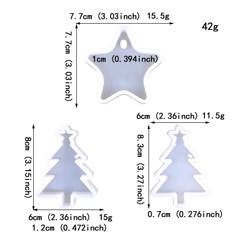 Khuôn Silicone Làm Móc Khóa Hình Cây Thông Giáng Sinh Lấp Lánh