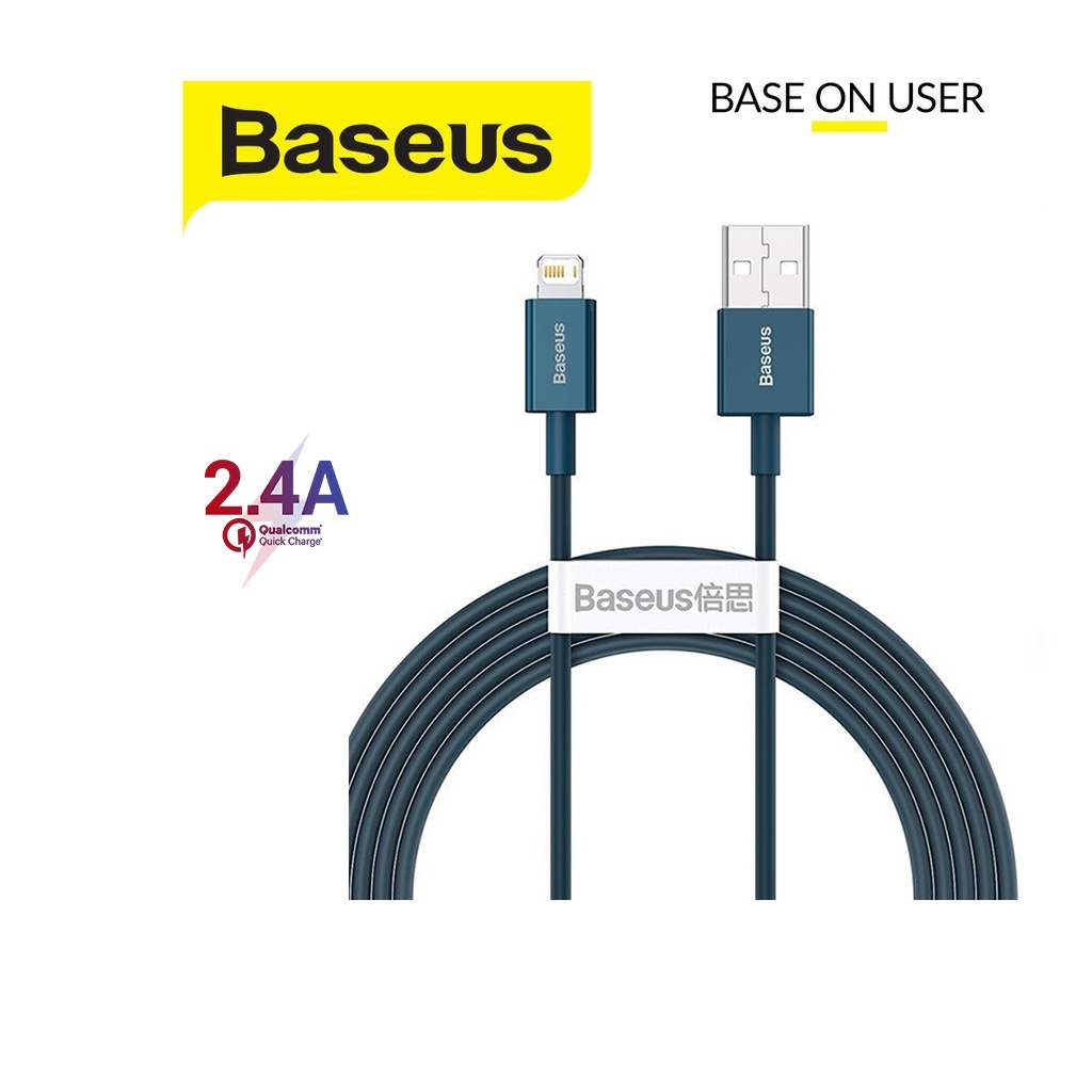 Cáp sạc 2.4A Baseus Superior dây dẻo siêu bền tiêu chuẩn chiều dài 100CM cho 11/12/13