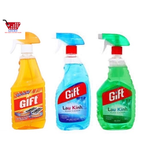 Nước Lau Kính,Lau bếp Gift 580ml Hương trà xanh / biển tươi mát