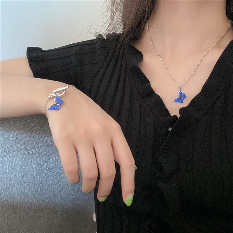 Set vòng đeo cổ, lắc tay mặt BƯỚM BUTTERFLY unisex nam nữ đeo đôi phụ kiện trang sức thời trang