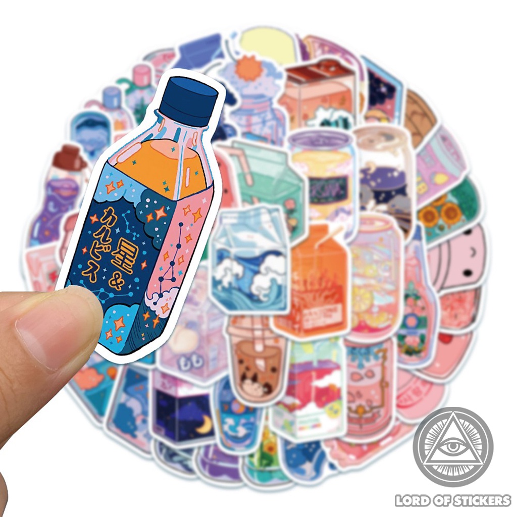 Set 50 Nhãn Dán Dễ Thương Phong Cách Nhật Bản Cute Soft Drink Sticker Chống Thấm Nước Trang Trí Mũ Bảo Hiểm, Laptop, Sổ