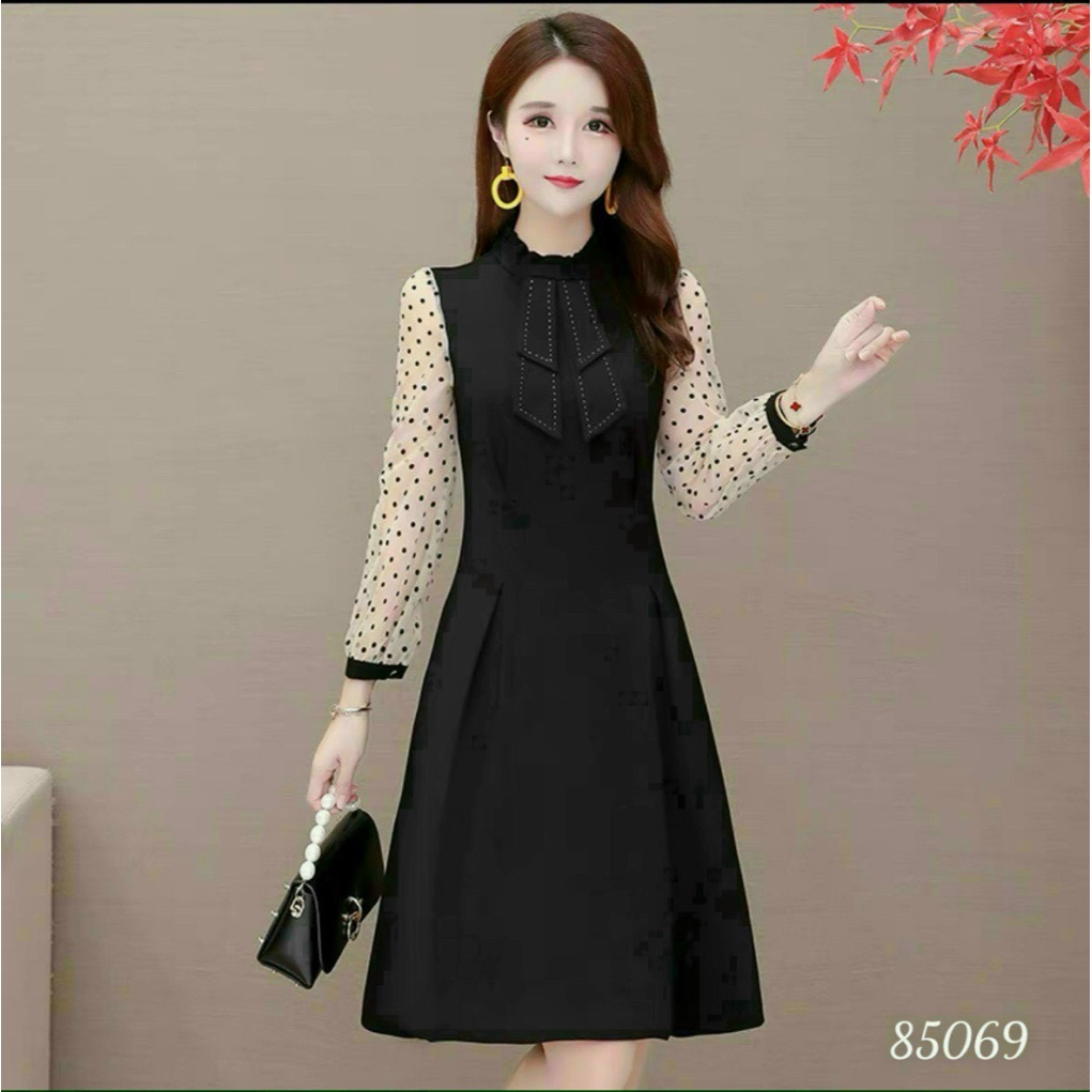 ĐẦM SUÔNG NỮ PHỐI TAY LƯỚI CỔ CÁCH ĐIỆU THỜI TRANG SANG TRONG TINH TẾ HHP