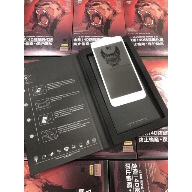 Kính cường lực chống nhìn trộm King Kong 4D(Trắng) full màn dành cho Iphone 6/6s/6plus/7/7plus/8/8plus/X/XS/XR/XS/XSmax