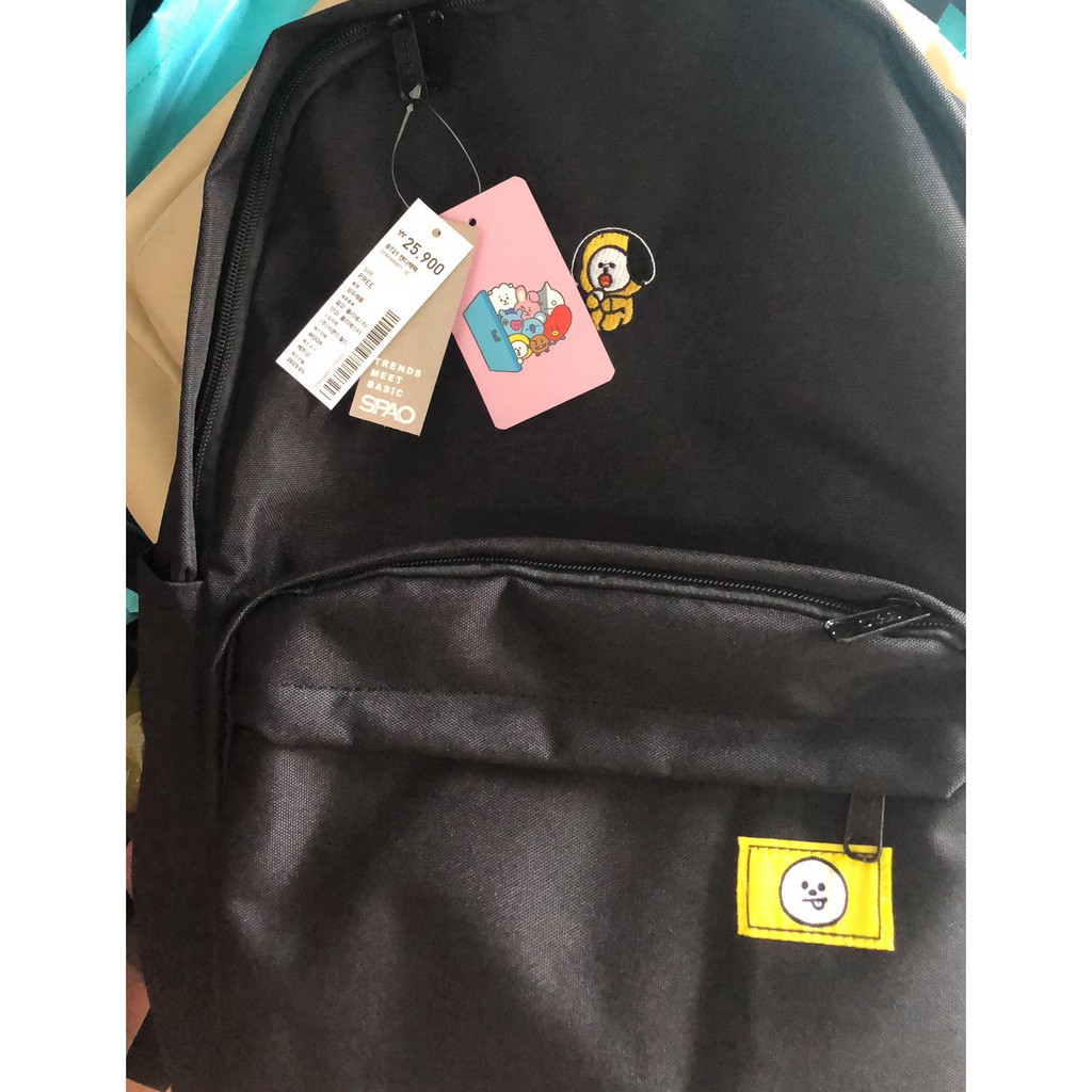 SPAO Balo đi học thêu hình linh vật BTS thương hiệu màu kẹo ngọt