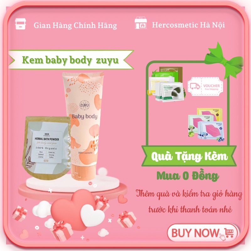 Kem dưỡng da toàn thân BaBy BoDy ZuYu trắng sáng mềm mịn makeup cho da, lưu hương trên da tặng kèm gói tắm trắng 50gr