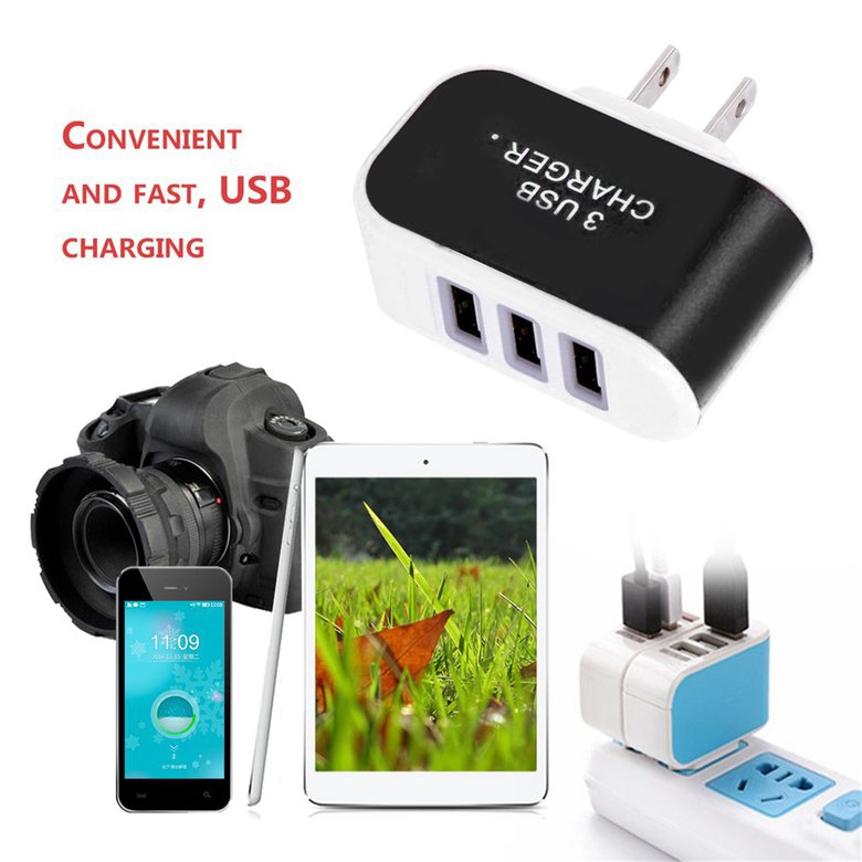 Củ sạc 3 cổng USB màu kẹo ngọt xinh xắn nhỏ gọn tiện lợi mang đi du lịch