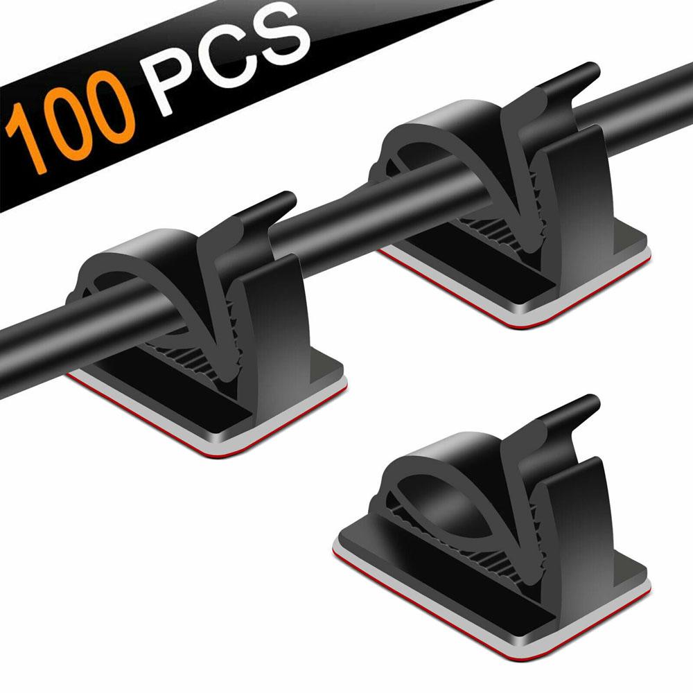 Set 100 Kẹp Cố Định Dây Cáp Tự Dính Tiện Dụng Cho Văn Phòng Và Nhà Cửa|Người Giữ Dây