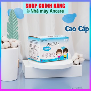Hộp Khẩu Trang Y Tế Cho Bé 🐥ANCARE🐥 50 Cái 3 Lớp Vải Không Dệt Kháng Khuẩn, Mực In An Toàn Cho Bé