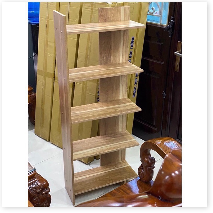 KỆ SÁCH GỖ 5 TẦNG, KỆ GÓC TƯỜNG ĐA NĂNG