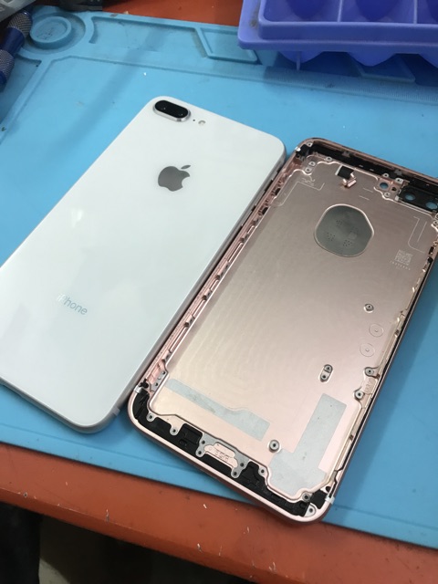 VỎ iPHONE 7 PLUS ĐỘ LÊN iPHONE 8 PLUS MÀU ĐỎ, HỒNG GOLD, ĐEN