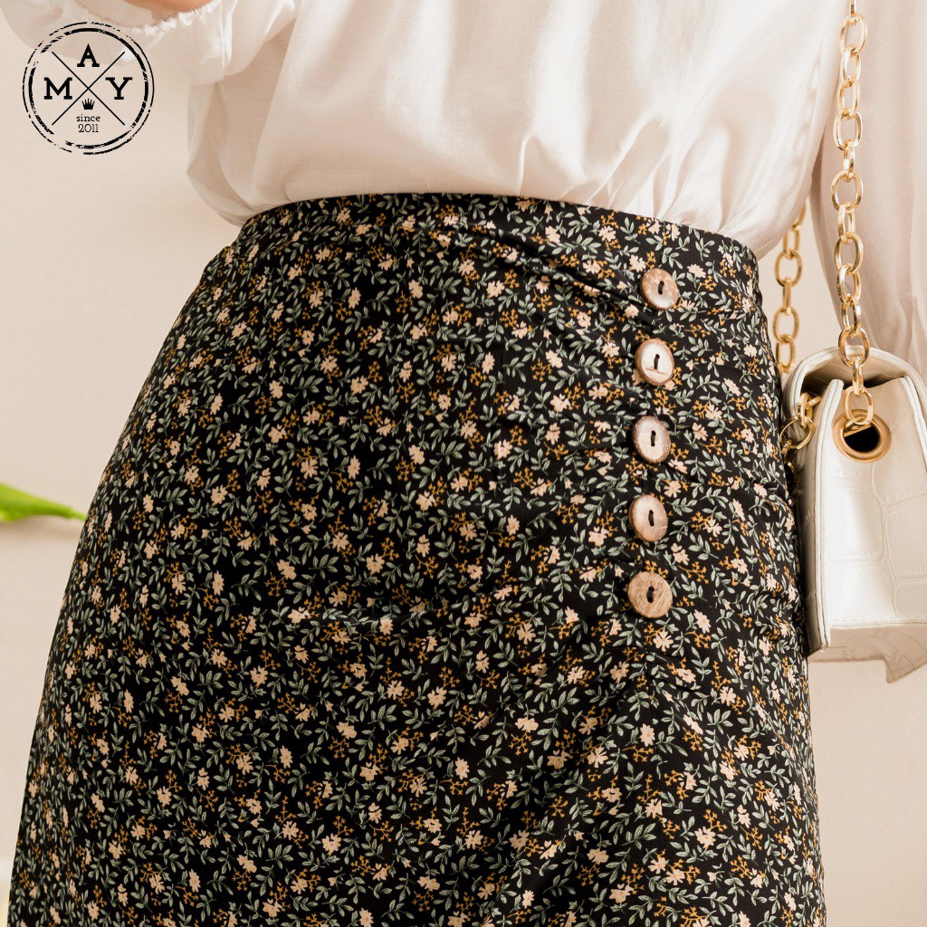 Chân Váy Dài, Chân Váy Midi Dáng Xòe Dài Nhún Gấu Đính Cúc Họa Tiết Hoa Nhí TAJ02-0085 MAY.SINCE2011 | BigBuy360 - bigbuy360.vn