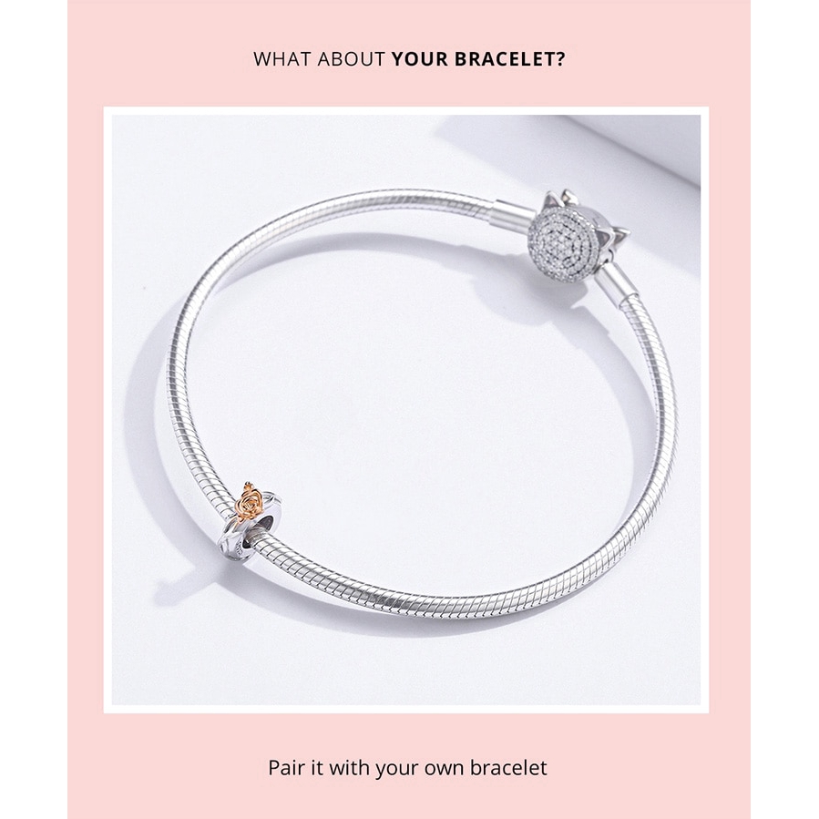 BAMOER Phụ Kiện Trang Sức Bạc 925 Hình Hoa Hồng 3mm DIY BSC146