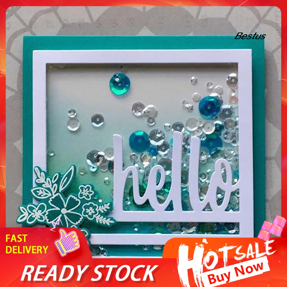 Khuôn Cắt Giấy Làm Từ Kim Loại Hình Chữ Hello Cách Điệu Trang Trí Scrapbook