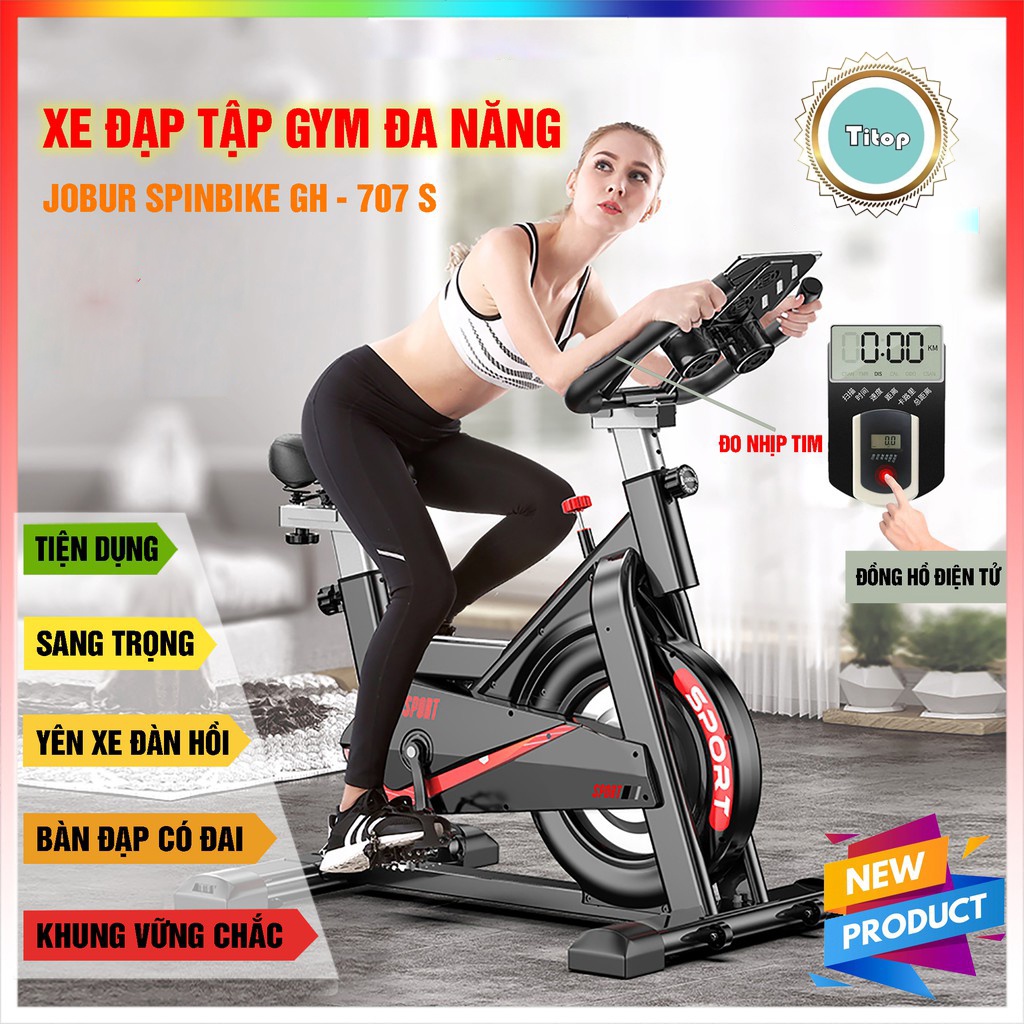 Xe đạp tập gym đa năng JOBUR SPINBIKE GH 707 Vận hành êm ái, hệ thống giảm sóc vượt trội