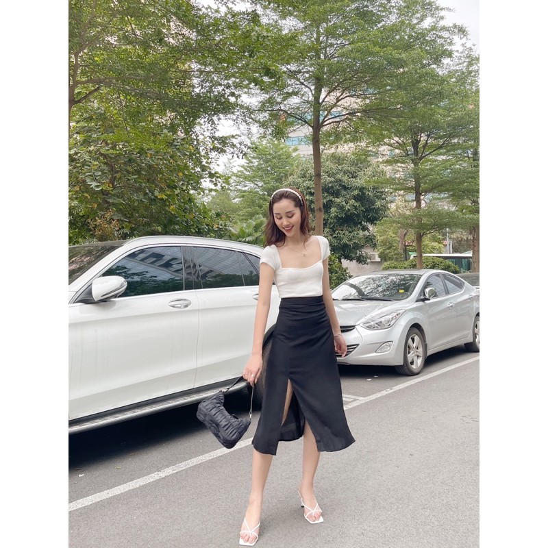 [Mã FADIRECT20 giảm 20K đơn 150K] chân váy dài đũi đen