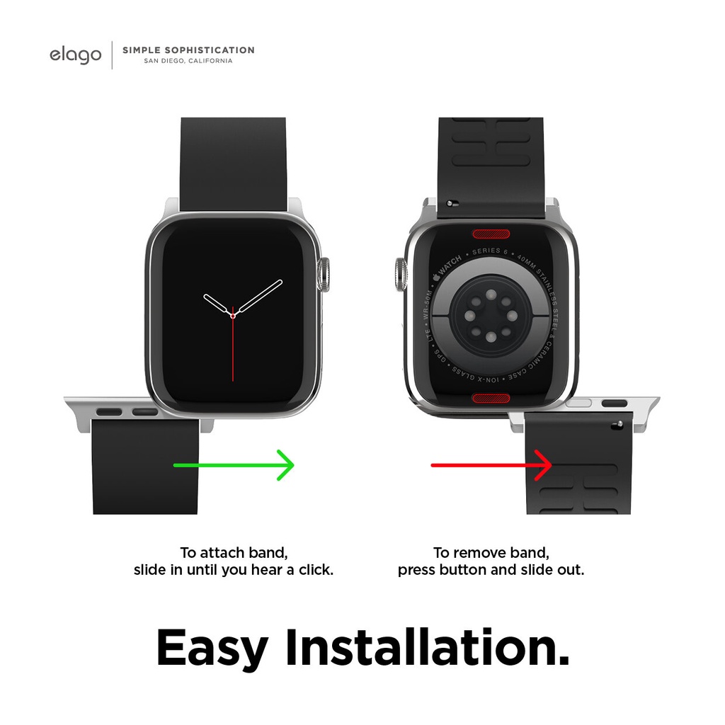 [HÀNG CHÍNH HÃNG] Dây đeo Apple Watch Elago Band màu Đen đủ size 38/40/41 42/44/45mm new 2022