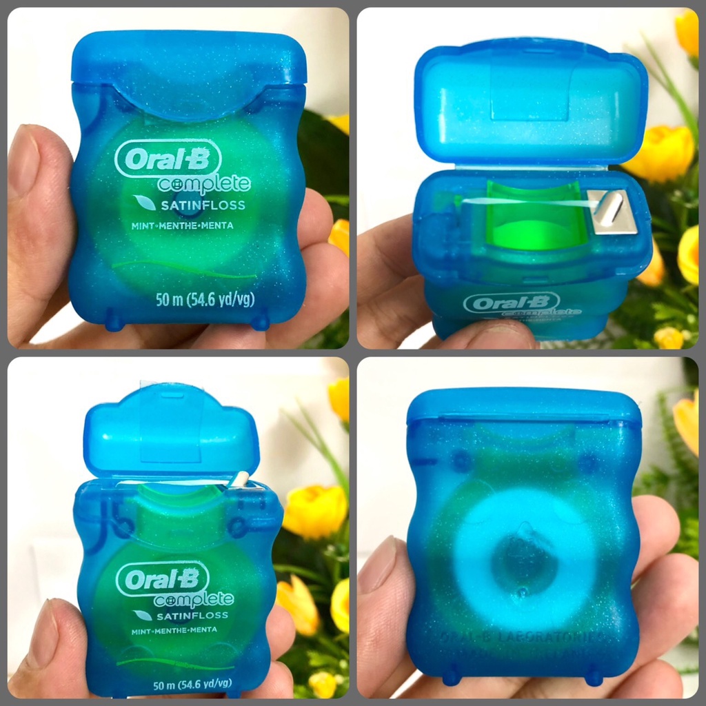 ❤  Chỉ Nha Khoa Oral B Complete Satinfloss 50m Mỹ Hương Bạc Hà Thơm Mát êm mềm sạch nướu Hỏa Tốc