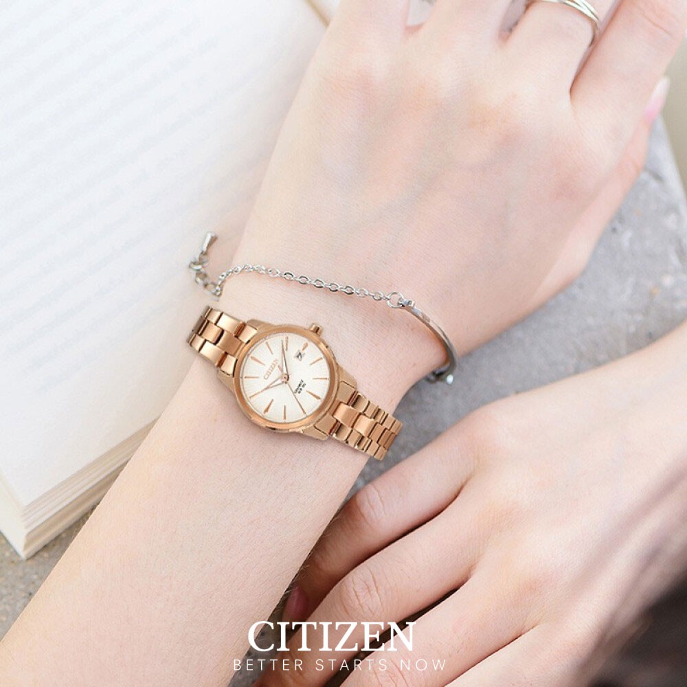 Đồng Hồ Nữ Citizen Dây Thép Không Gỉ EU6073-53A - Mặt Trắng