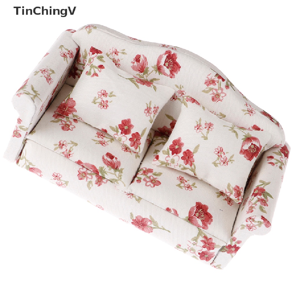 Mô Hình Ghế Sofa Đôi Vintage Trang Trí Nhà Búp Bê Tỉ Lệ 1: 12