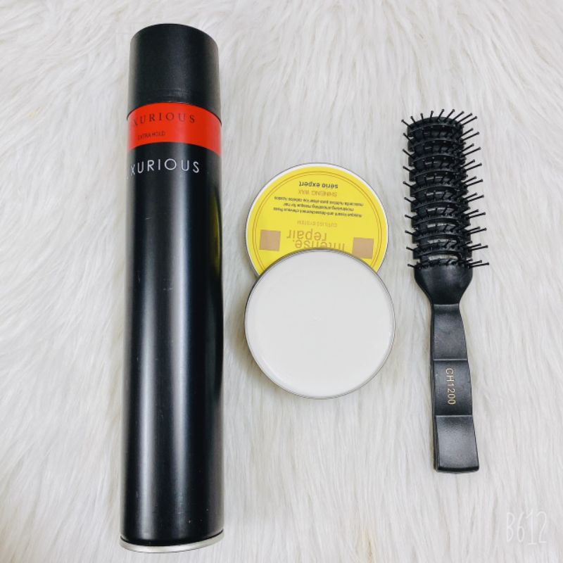 Combo Sáp wax tạo kiểu tóc nam + Keo Gôm xịt tóc nam nữ luxurious JAPAN + Lược bán nguyệt