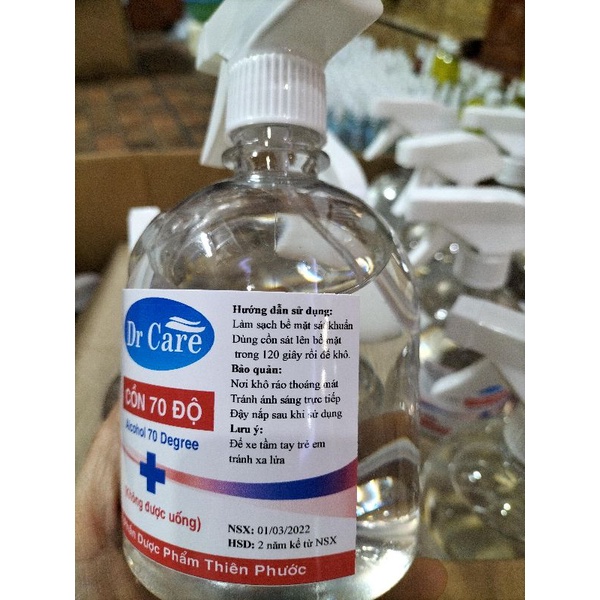 cồn 70 độ chai xịt 500ml Dr.Care( nói không với cồn công nghiệp)