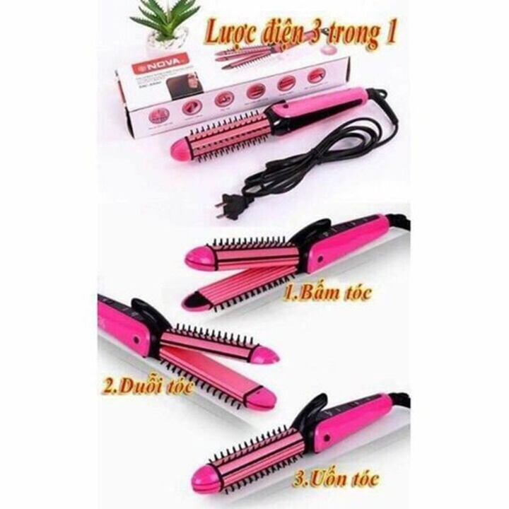 Máy Uốn, Dập Xù, Ép Duỗi Làm Tóc 3 In 1 Nova, Lược Điện