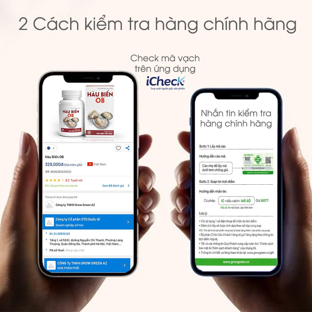 HOB-[Mua 6 tặng 1] Tinh chất hàu biển ob GrowGreenAz, tăng cường sinh lý nam giới hộp 30v | Hàu oyster