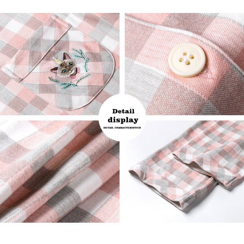 Bộ pyjama thun cotton ngắn tay kẻ caro (C201)