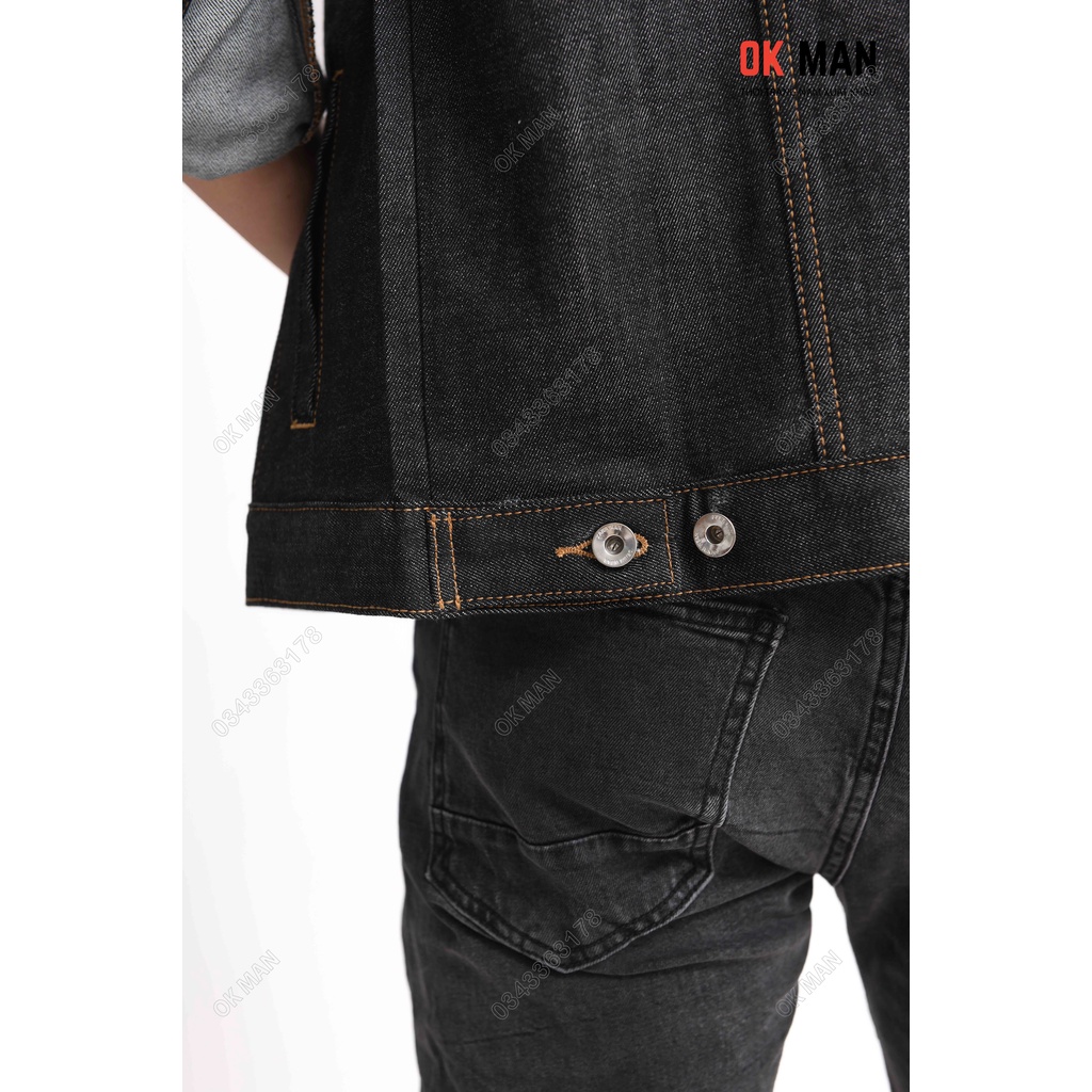 Áo khoác jean nam 2 màu indigo cao cấp, form slimfit, OkMan