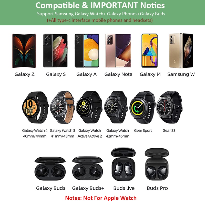 Đế Sạc Không Dây 2 Trong 1 Có Nam Châm Cho Samsung Galaxy Watch 4 Classic/3/Active 2/Samsung S21/S20