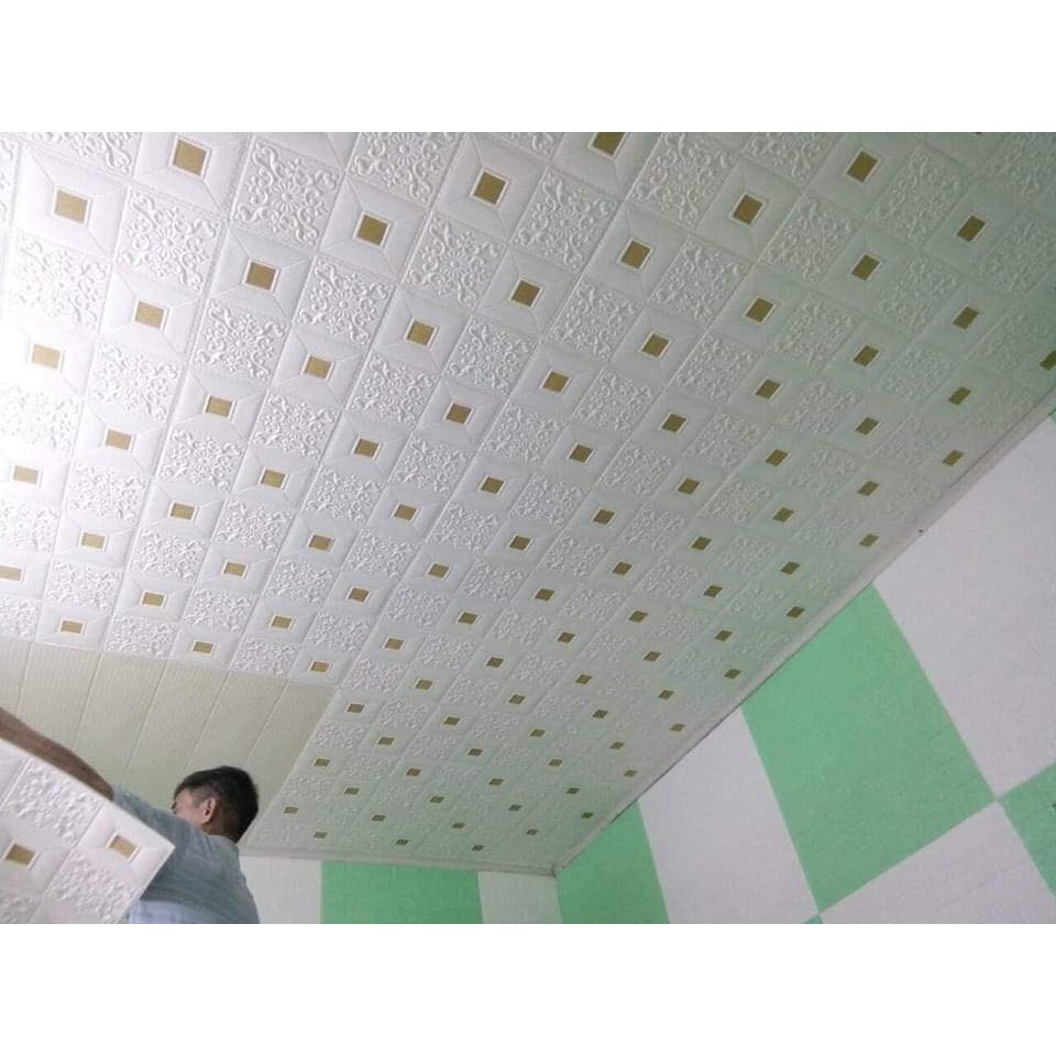 ( dày 5mm)xốp dán tường giả da nhũ kim tuyến cao cấp khổ lớn 70*70 cm | BigBuy360 - bigbuy360.vn