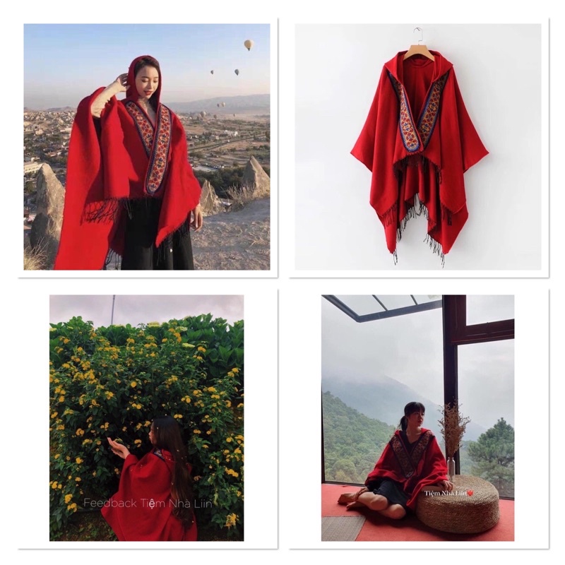 [Tiệm Nhà Liin] Áo Choàng Vintage Thổ Cẩm BoHemanThời Trang Nữ M118 Chất Dạ Hàng Sẵn