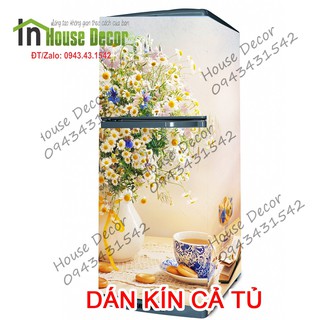 Giấy dán tủ lạnh | Trạnh dán tủ lạnh Hoa trà vintage