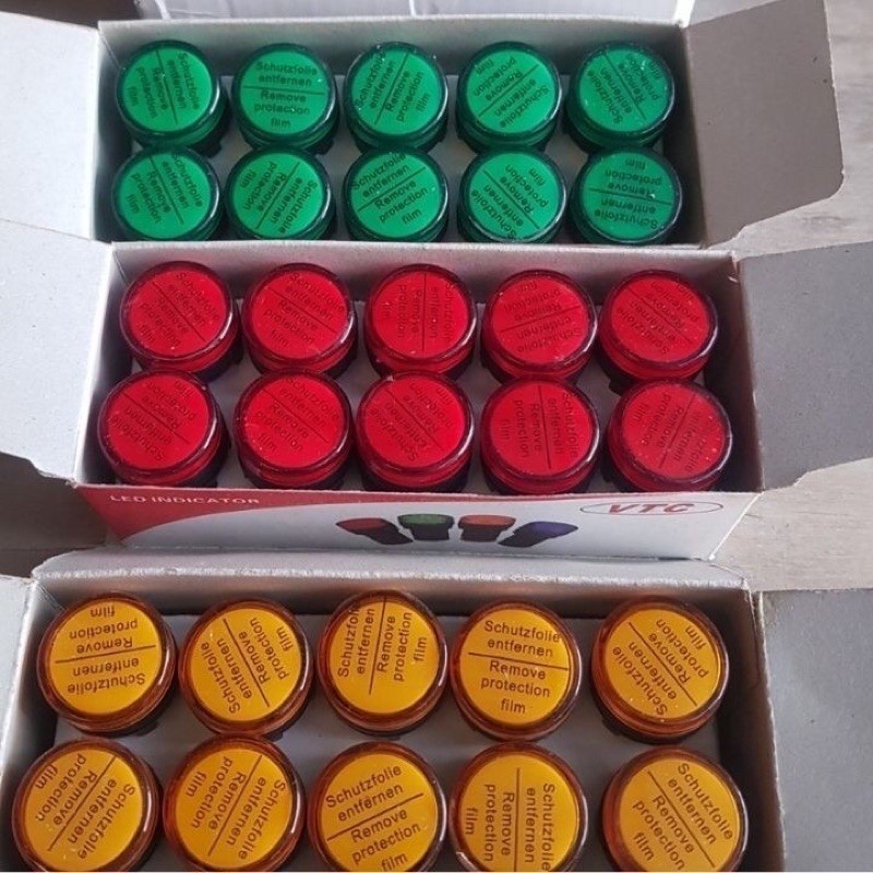 Đèn báo pha phi 22, 220V, 24V Đỏ, Vàng, Xanh dùng cho tủ điện