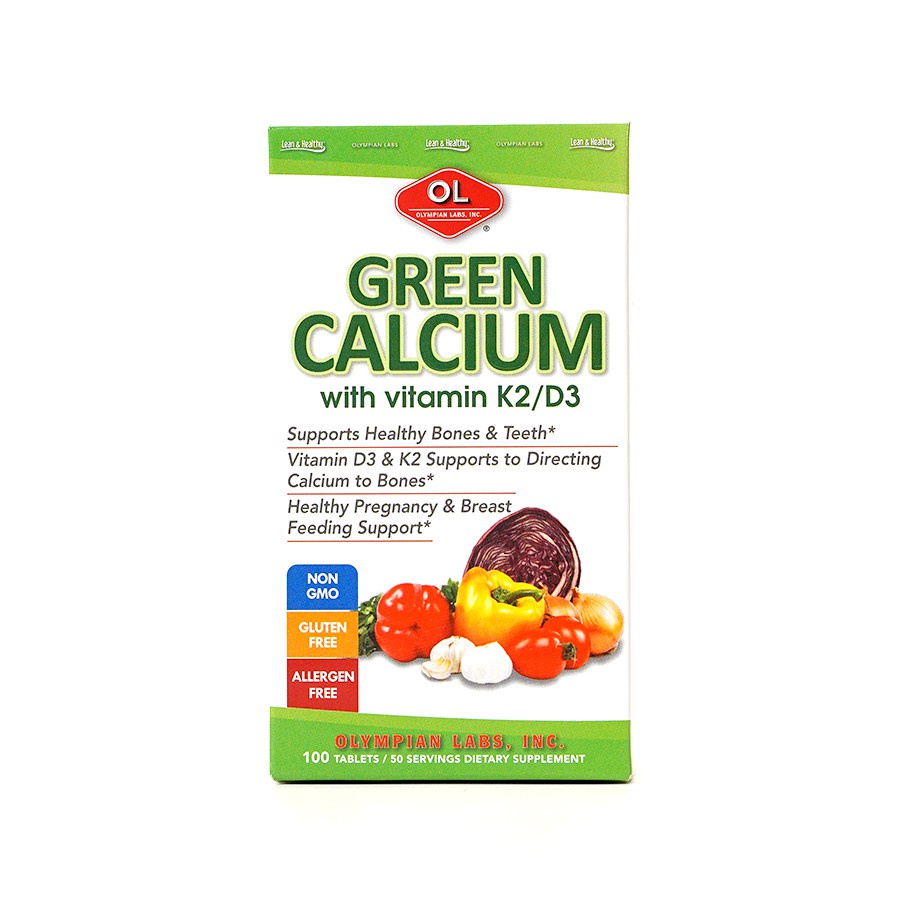 Viên Bổ Sung Canxi Hữu Cơ Olympian Labs Green Calcium Cho Bà Bầu Trẻ em Người Lớn.Lọ 100v