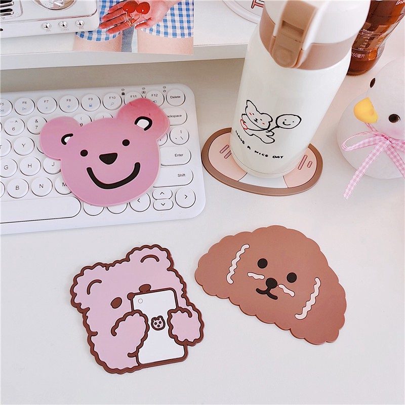 Lót ly silicon cute phong cách hoạt hình đáng yêu cách nhiệt chống trượt BMBooks