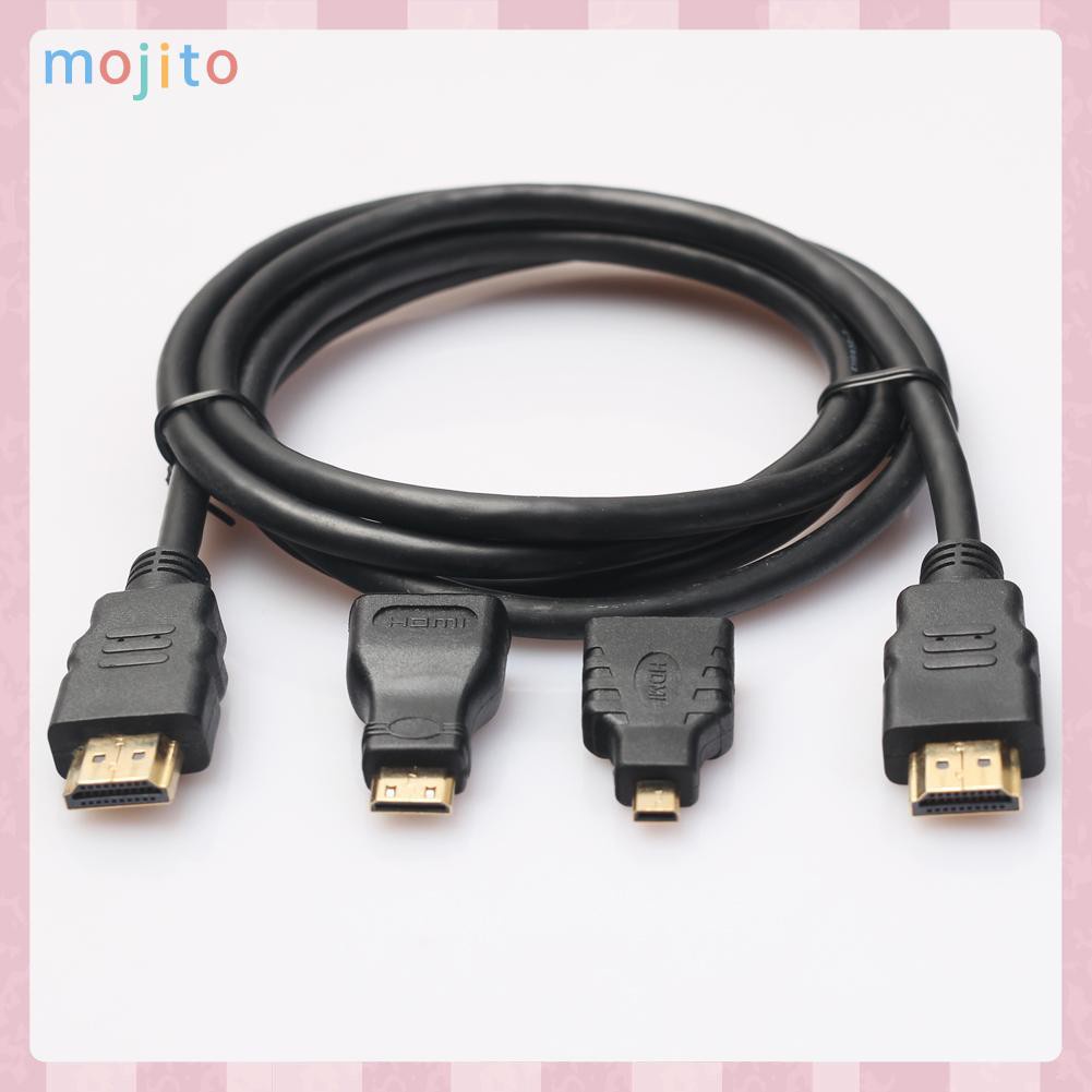MOJITO 3 in 1 High Speed HDMI-compatible to Mini/Micro HDMI-compatible Adapter Cable for PC TV PS4