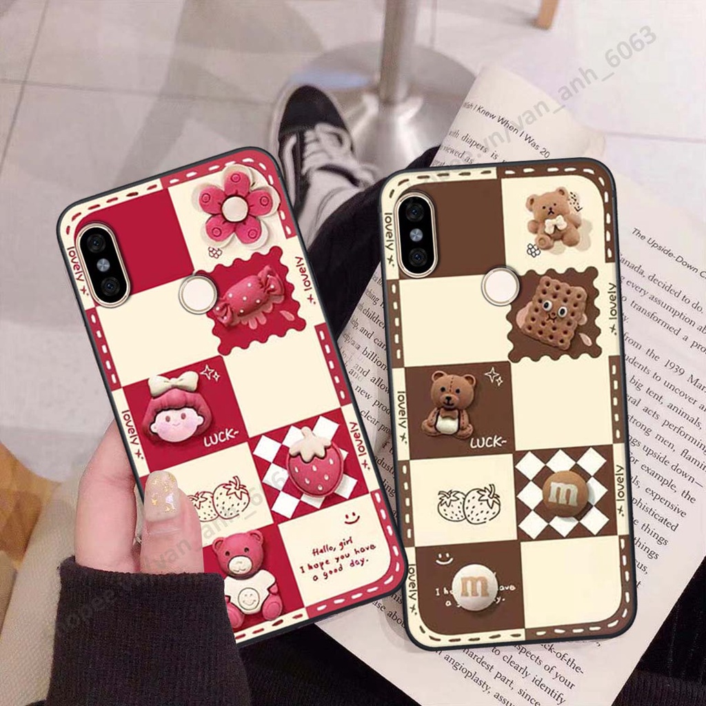 Ốp lưng Xiaomi Mi A2 hình gấu, kẹo dễ thương cute