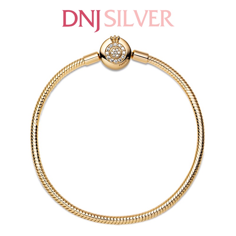 Vòng tay bạc 925 cao cấp - Mẫu vòng Sparkling Crown O Snake Chain, có thể mix thêm hạt charm vào vòng theo ý thích