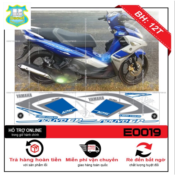TEM XE NOUVO 6 ZIN TRẮNG XANH GP