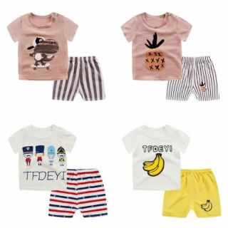 Set 2 bộ cotton mặc hè cho bé