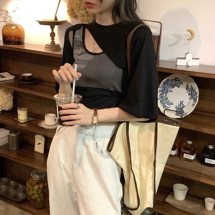 Áo hai dây + áo khoác ngoài cao cấp phong cách sang trọng cho nữ COZOK