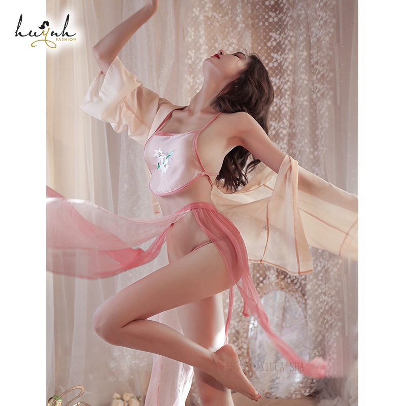 Đồ Hóa Trang Áo Choàng Kèm Yếm Xuyên Thấu Cổ Trang Trung Hoa Sexy Chinese Hanfu Cosplay - CO18